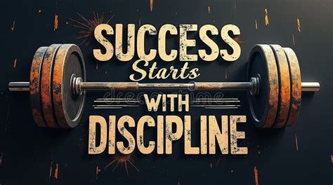 Success Starts with Discipline Motivational Quote with Barbell Illustration Stock Illustration ...