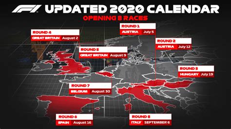 F1 confirms first 8 races of revised 2020 calendar, starting with ...