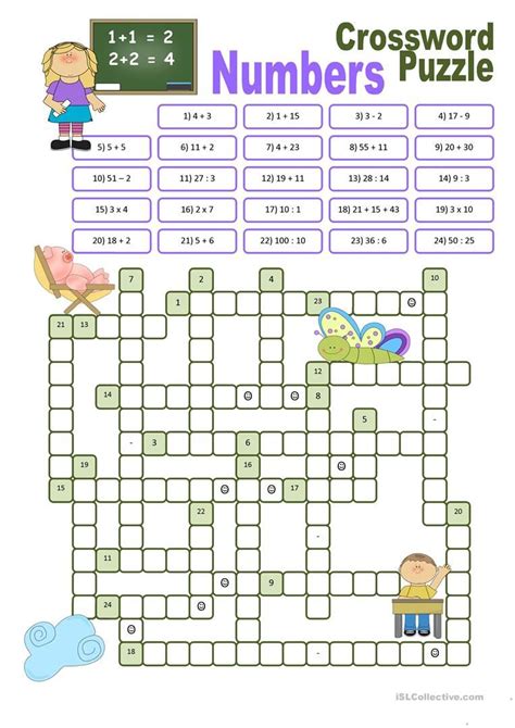 Výsledok vyhľadávania obrázkov pre dopyt numbers crossword | English worksheets for kids ...