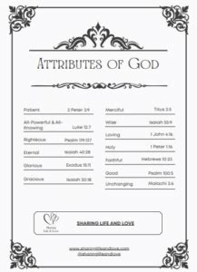 Attributes of God PDF Printable - Sharing Life and Love