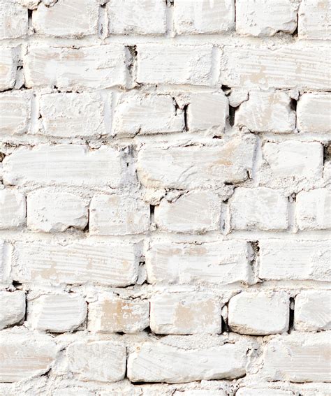 Whitewash Bricks Wallpaper, White Rustic Brick Wallpaper • Milton & King