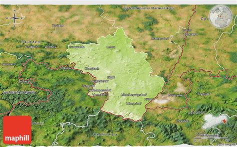 Physical 3D Map of Lobau-Zittau-Kreis, satellite outside