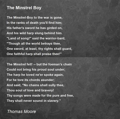 The Minstrel Boy - The Minstrel Boy Poem by Thomas Moore