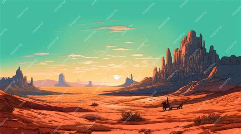 Premium AI Image | Pixel Art Animation Of A Tranquil Desert Temple Horizon