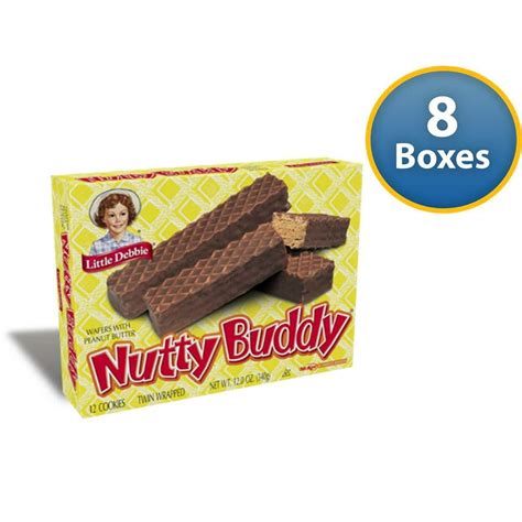 Little Debbie Nutty Buddy, 8 Big Pack Boxes, 192 Wafer Bars with Peanut Butter, Twin Wrapped ...