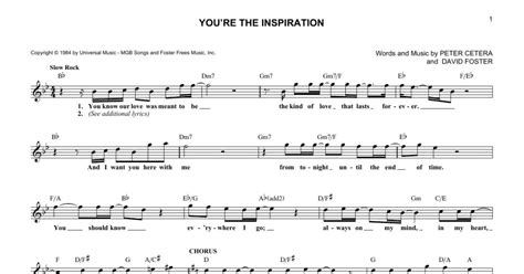 You're The Inspiration (Lead Sheet / Fake Book) - Print Sheet Music