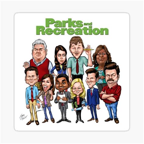 "Cast of Parks and Recreation Caricature" Sticker for Sale by JimmyPereira | Redbubble