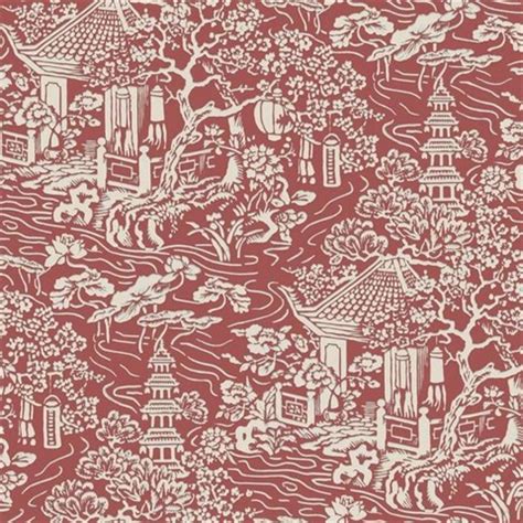 AF6576 | Red Chinoiserie Wallpaper