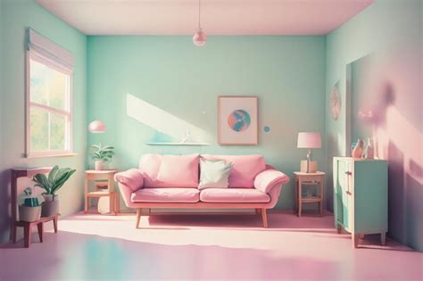 Premium AI Image | Pink Home Living Room Decoration Design Girls Dream Pink Series Sofa Coffee ...