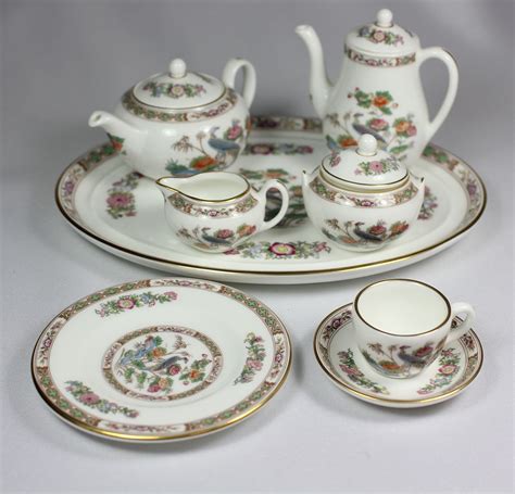 LOT 11 Vintage WEDGWOOD Bone China KUTANI CRANE Tea Set Pots Creamer ...