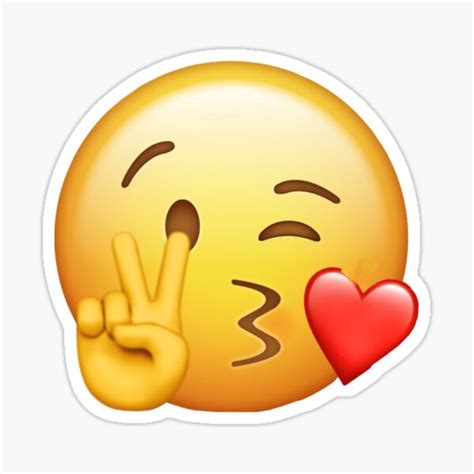 "Peace sign kissy emoji" Sticker by sunkissedglow | Redbubble