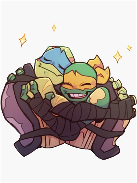 "Mikey and Leo hug ROTTMNT" Sticker for Sale by Mebric | Redbubble