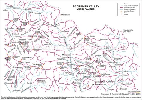 Badrinath India, Badrinath Tour Map, Badrinath Trekking Map, Badrinath Valley of Flowers ...