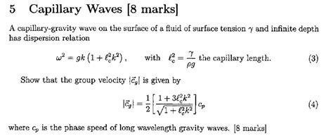 Solved 5 Capillary Waves [8 marks) A capillary-gravity wave | Chegg.com