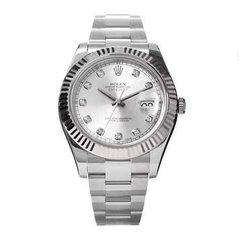 ROLEX Stainless Steel 18K White Gold Diamond 41mm Oyster Perpetual Datejust Automatic Watch 321455