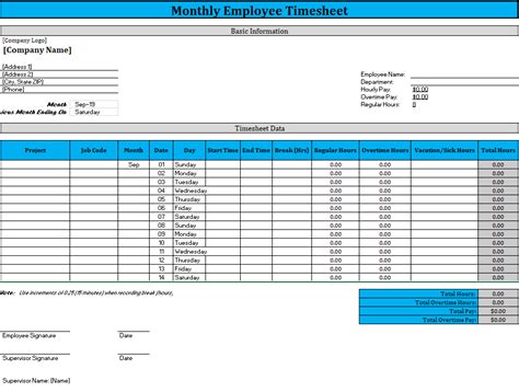 Download Free Monthly Timesheet Template | Replicon