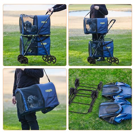 Buy VIAGDO 4-in-1 Double Pet Stroller for Dogs and Cats, 2 Detachable ...