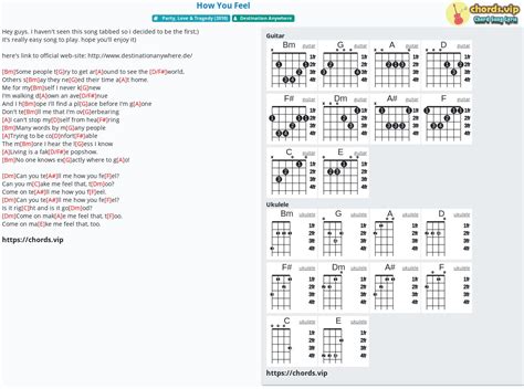 Chord: How You Feel - Destination Anywhere - tab, song lyric, sheet ...