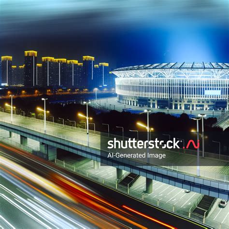 Exterior View Stadium City Night Low AI-generated image 2394167037 ...