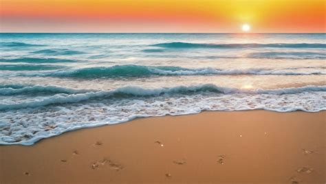 Premium Photo | A beach with a sunset and a beach with footprints in the sand