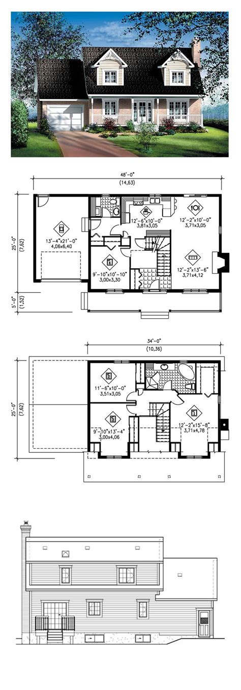 Cape Cod Style House Plan 49687 with 4 Bed , 2 Bath , 1 Car Garage | Modern house plans, New ...