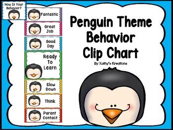 Penguin Behavior Clip Chart by Kathy's Kreations | TPT