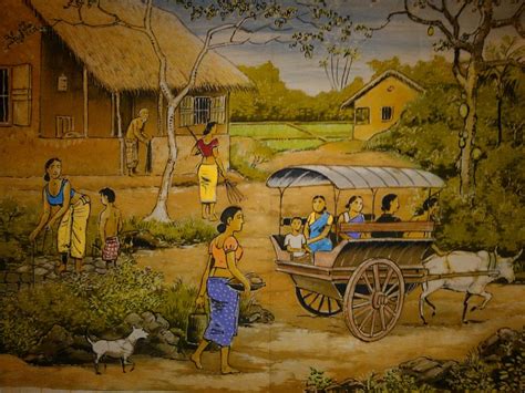 Village scene Tapestry - Textile by Community in Sri Lanka - Pixels