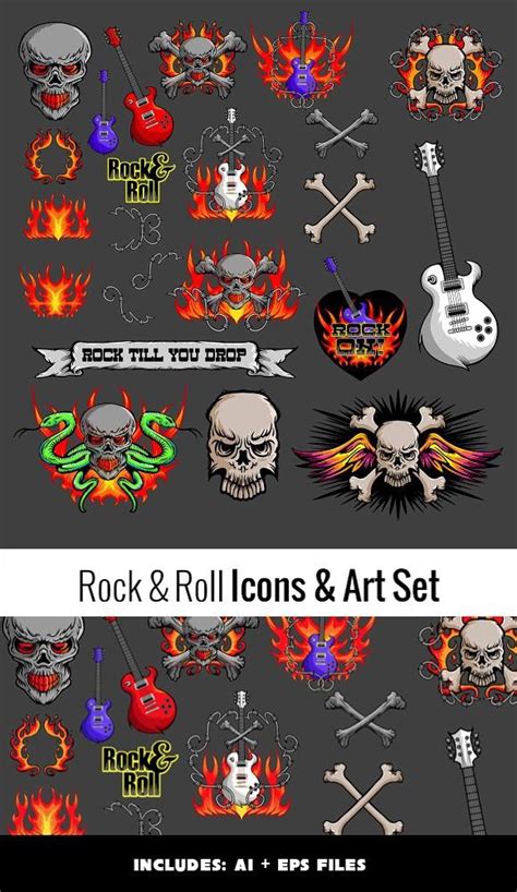 Rock & Roll Icons & Art Set | Art set, Custom design, Photo overlays