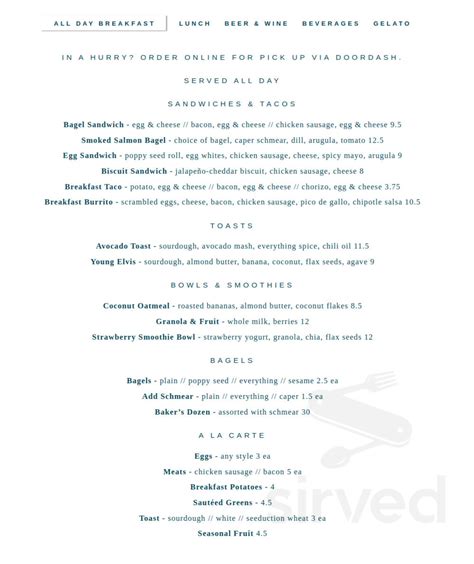 Commissary menu in Dallas, Texas, USA