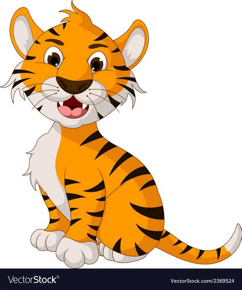 Funny tiger cartoon posing Royalty Free Vector Image