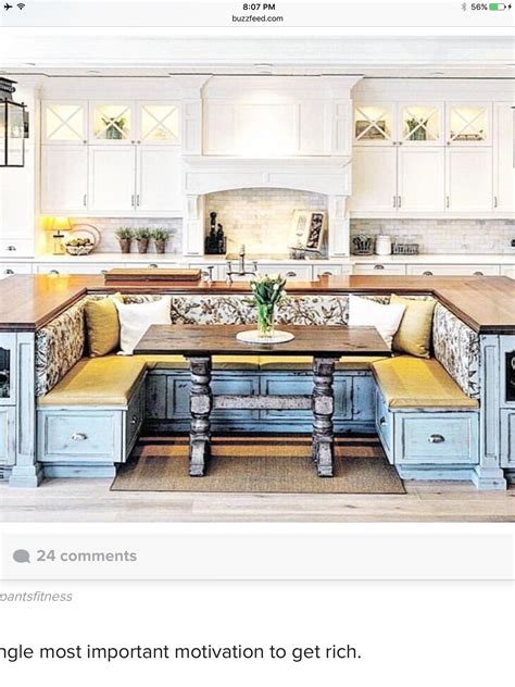 Interesting island/banquette | Kitchen island with bench seating, Dream kitchen island, Kitchen ...