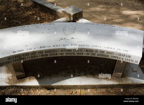 Meditation bench at grave of songwriter Johnny Mercer, historic ...