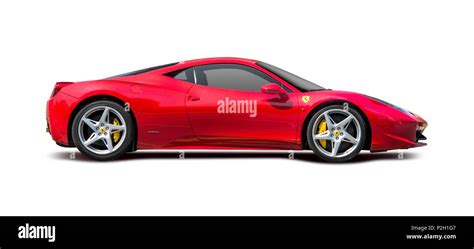 Ferrari 458 side view isolated on white Red Ferrari 458 side view isolated on white Stock Photo ...