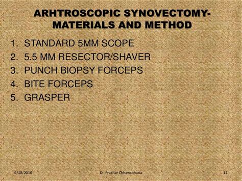 Role of arthroscopic synovectomy of knee joint in ra