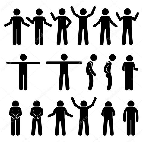 Stick figure gestures | Various Body Gestures Hand Signals Human Man People Stick Figure ...