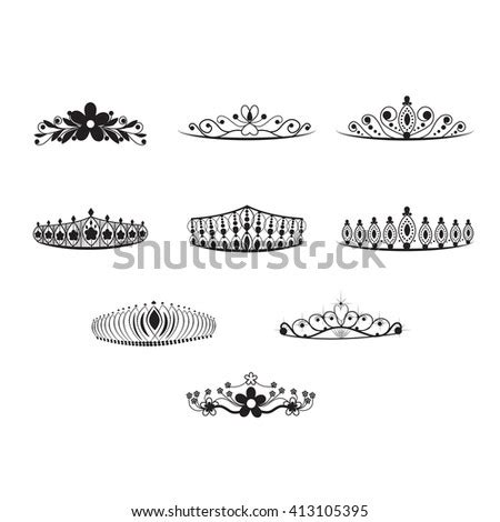 Illustration Set Silhouettes Ancient Crowns Tiaras Stock Vector ...