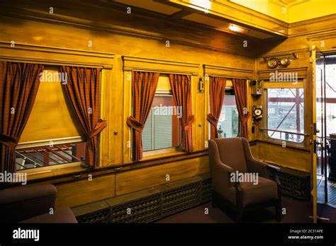 Interior of Pullman train car, Steamtown National Historic Site, Scranton, Pennsylvania, USA ...