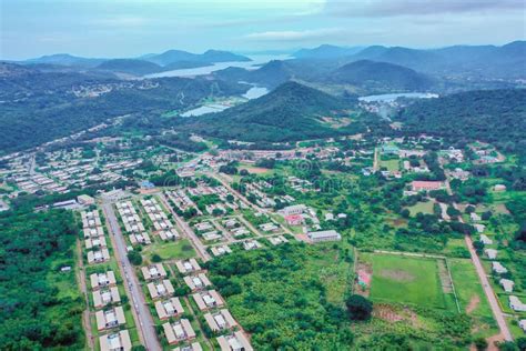 Aerial Panoramic View Over Akosombo Town in Ghana Stock Photo - Image of city, ghana: 257197648