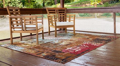 Multicolor 10' x 12' Outdoor Modern Rug | Rugs.com