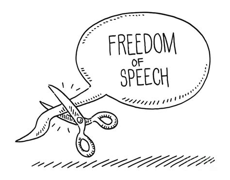 Freedom Of Speech Concept Cutting Scissors Drawing Drawing by Frank ...