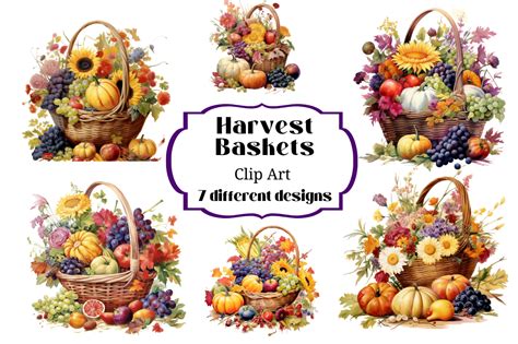 Harvest Basket Thanksgiving Clip Art Graphic by Laura Beth Love · Creative Fabrica