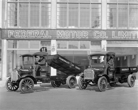 [Federal Motor trucks for the Municipality of Surrey in front of the Federal Motor Co. Limited ...