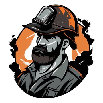 Coal Miner Vector, Sticker Clipart Bearded Coal Miner With A Helmet ...