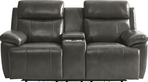 Barolo Gray Triple Power Reclining Console Loveseat - Rooms To Go