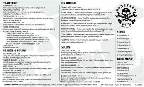 Menu at Boneyard Beer Pub, Bend, NE Division St