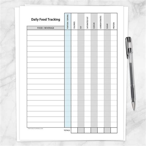 Daily Food Content Tracking Sheet - Printable at Printable Planning for only 5.95