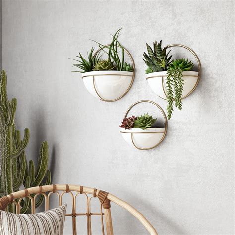 Isley Modern Wall Planters (Set of 3) - N/A, Gold(Metal) | Wall planters indoor, Plant wall ...