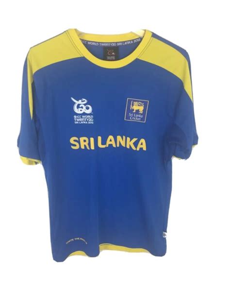 Ecu Sri Lanka Cricket Jersey 2012 L Twenty20 Icc Blue Yellow Mens Size Large L - Cricket Store