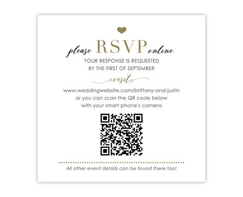 RSVP Card With QR Code for Online Response to Wedding Invitation, Wedding Website QR Code ...