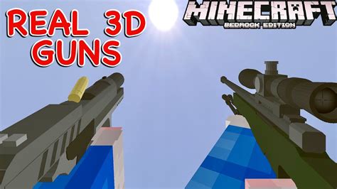 Minecraft PE: BEST GUN MOD (Actual Realistic 3D Guns) MCPE 3D Guns With Sound & Animation 1.16. ...